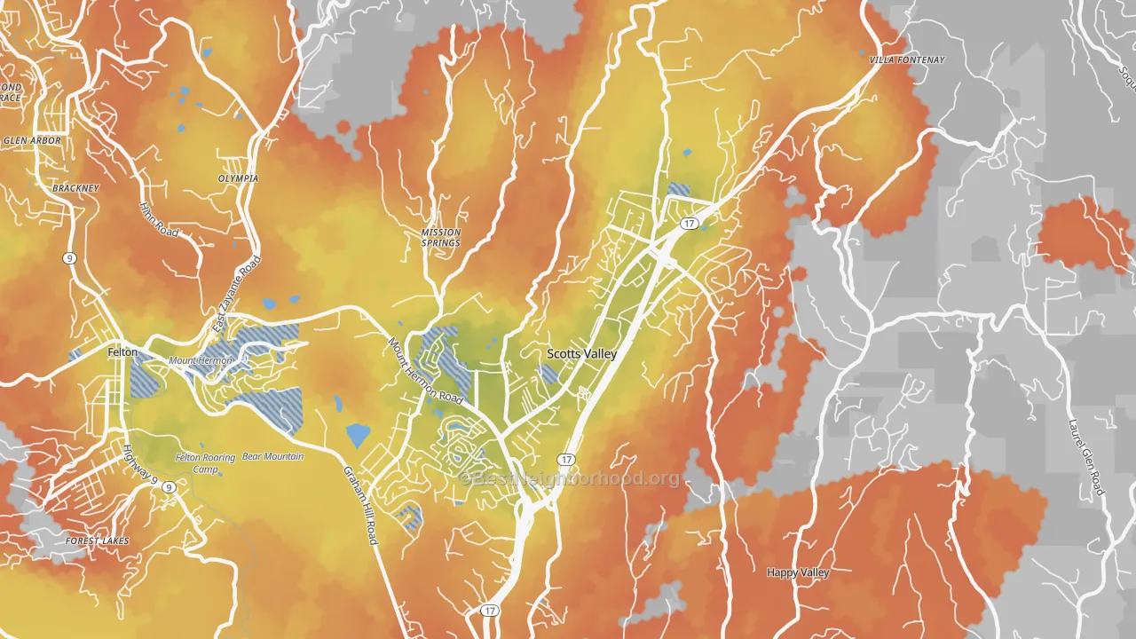 Bike Grade map of 95066, CA
