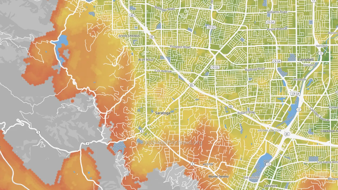 Bike Grade map of 95070, CA