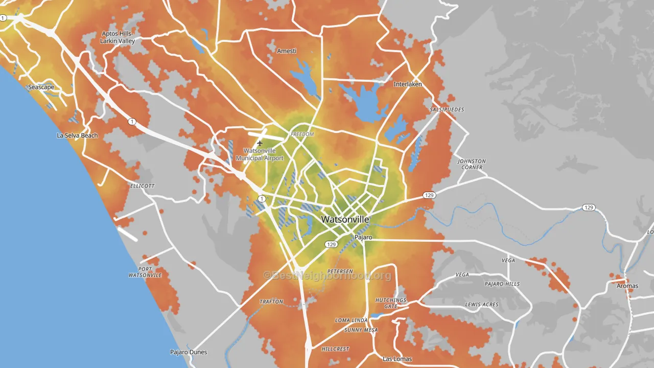 Bike Grade map of 95076, CA