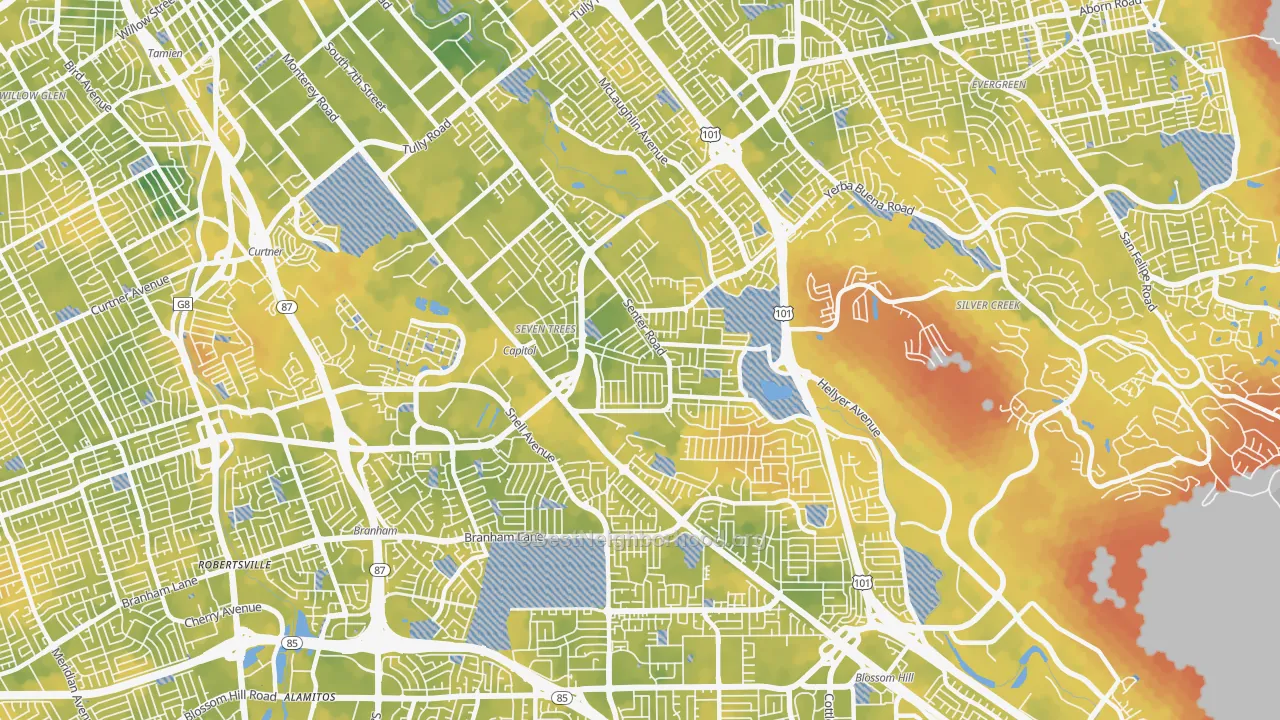 Bike Grade map of 95111, CA