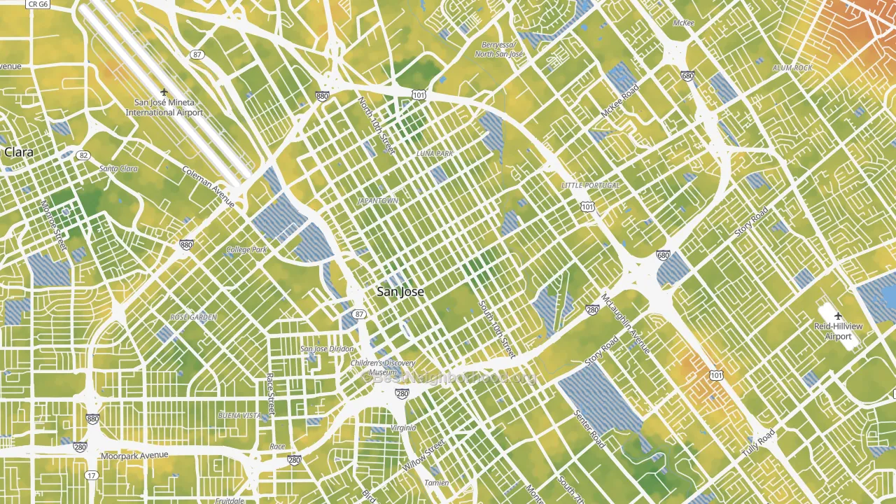 Bike Grade map of 95112, CA