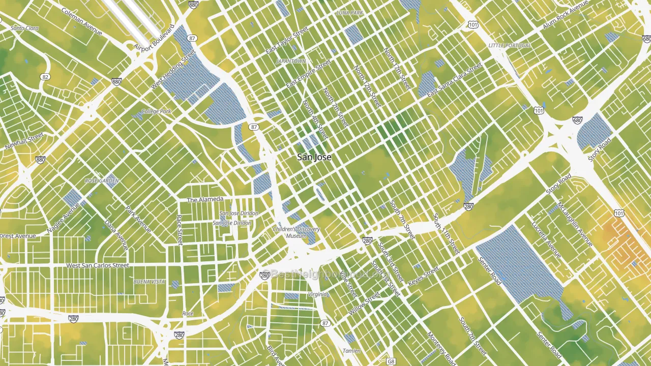 Bike Grade map of 95113, CA