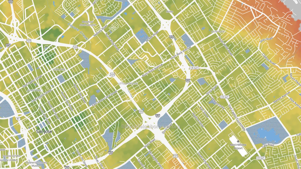 Bike Grade map of 95116, CA