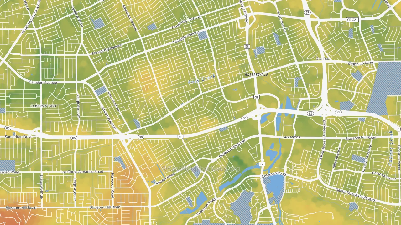 Bike Grade map of 95118, CA