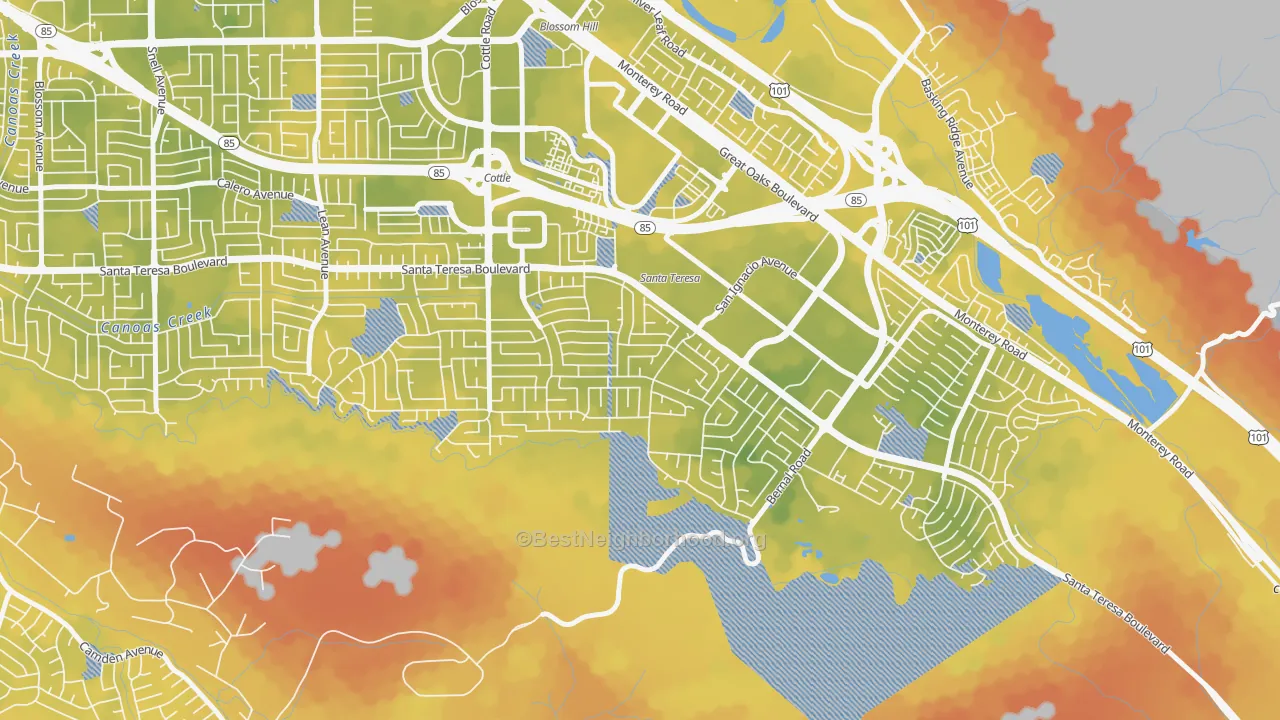 Bike Grade map of 95119, CA