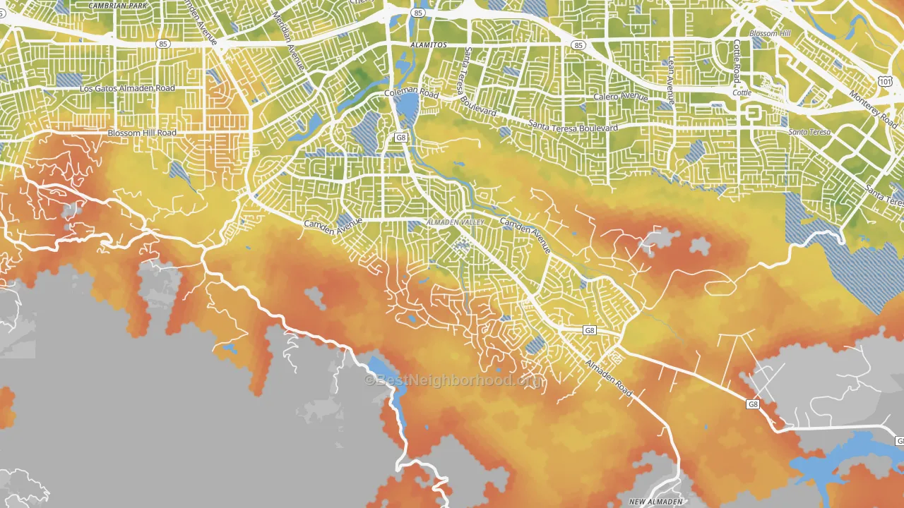 Bike Grade map of 95120, CA