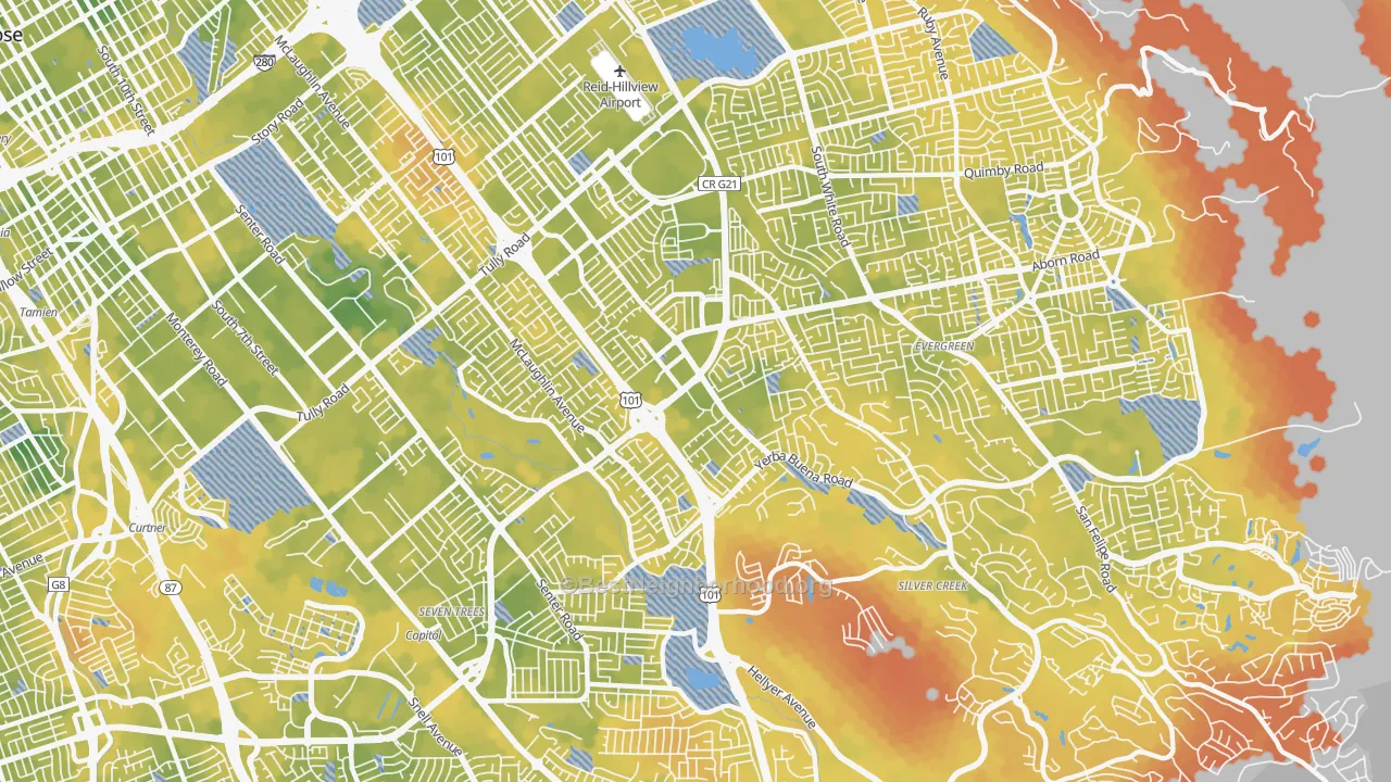 Bike Grade map of 95121, CA