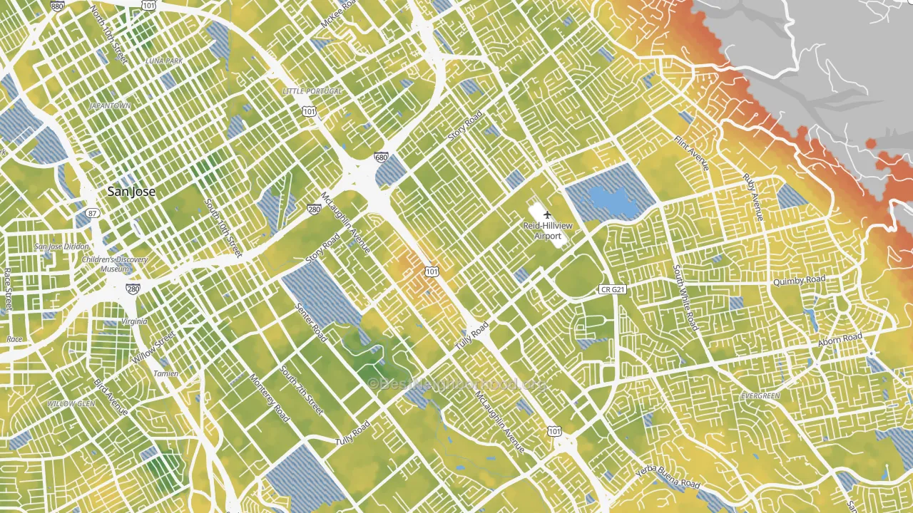 Bike Grade map of 95122, CA