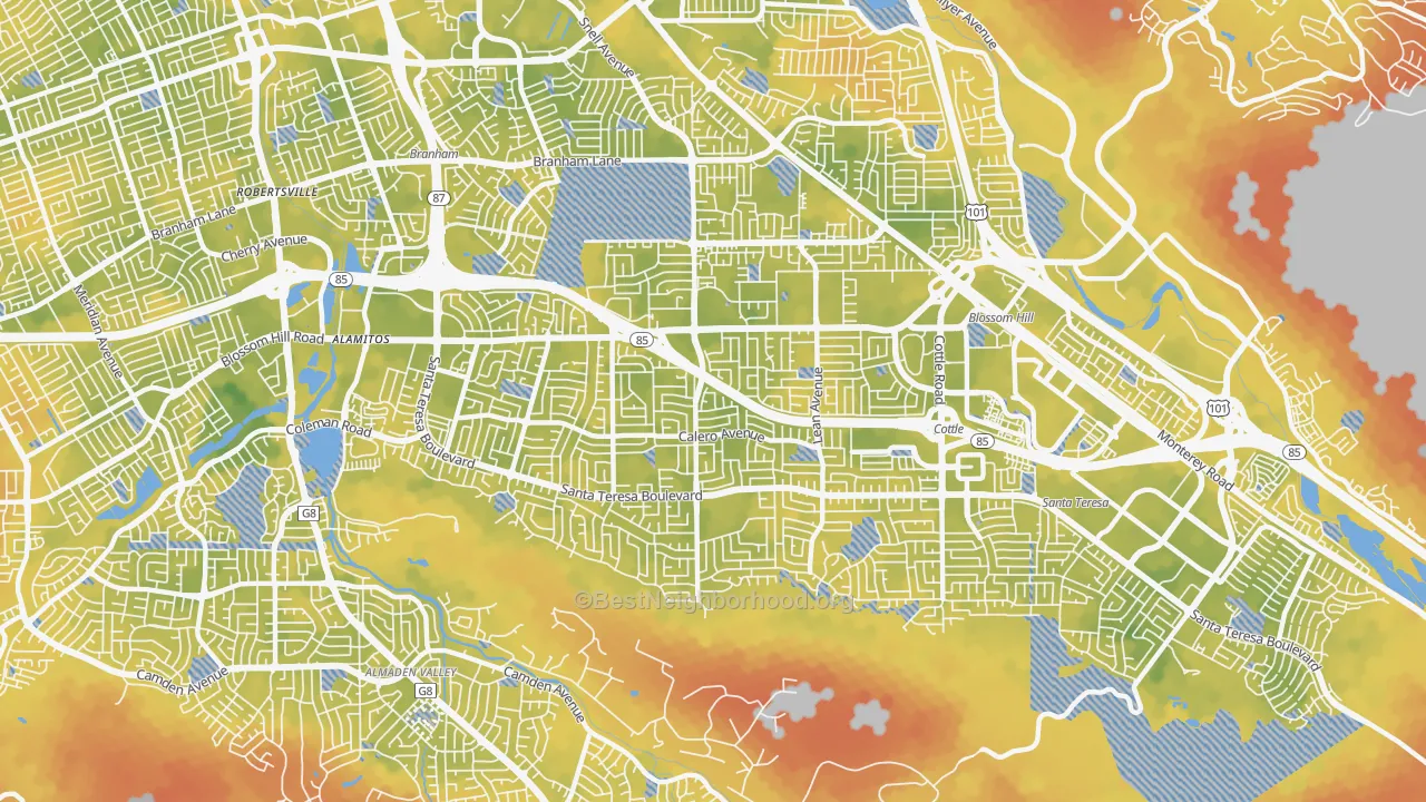 Bike Grade map of 95123, CA