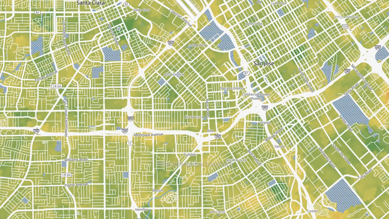 Bike Grade map of 95126, CA