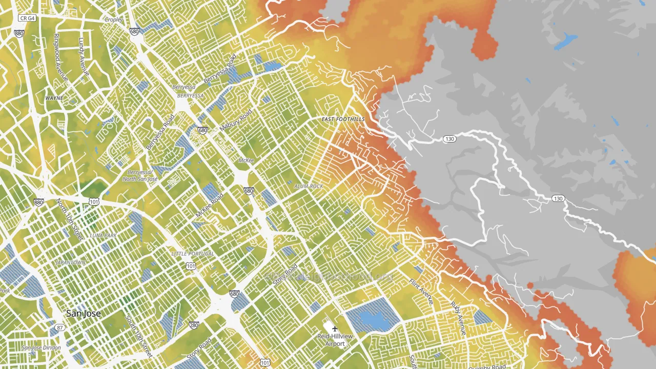 Bike Grade map of 95127, CA