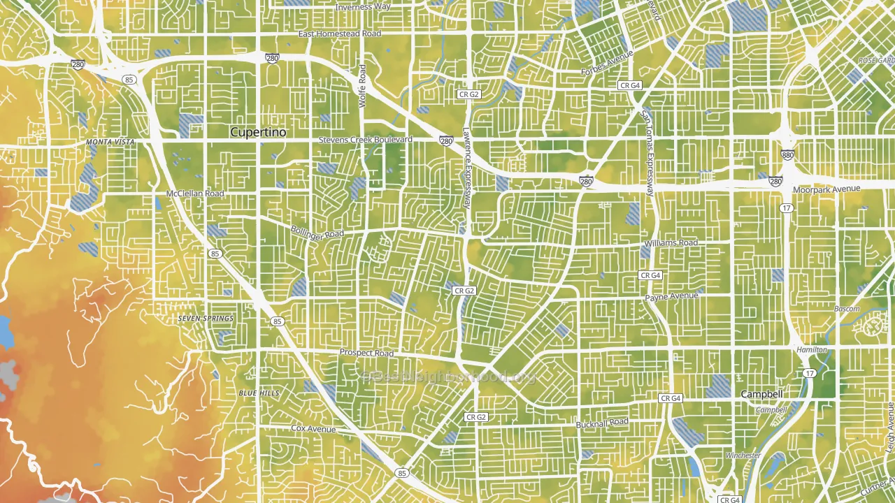 Bike Grade map of 95129, CA