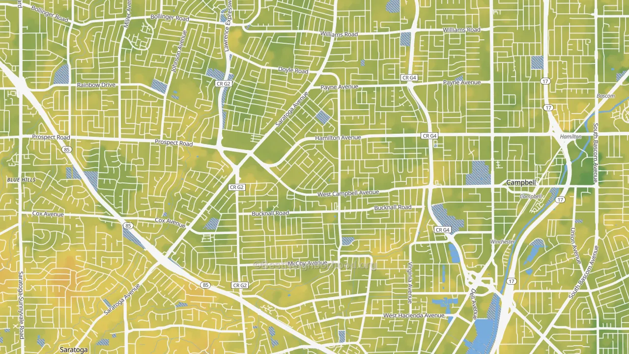 Bike Grade map of 95130, CA
