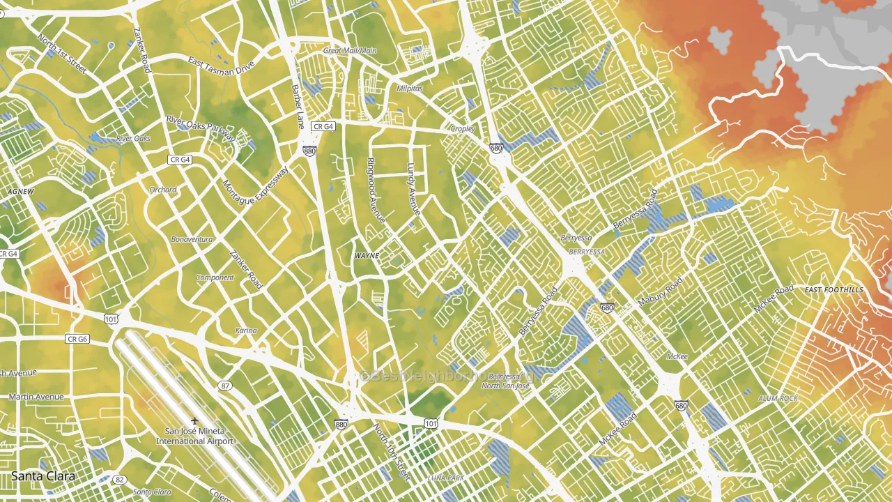 Bike Grade map of 95131, CA