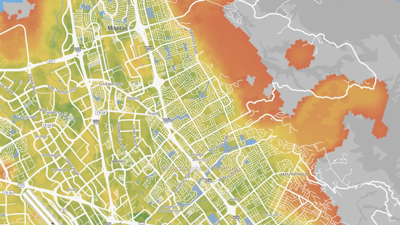 Bike Grade map of 95132, CA