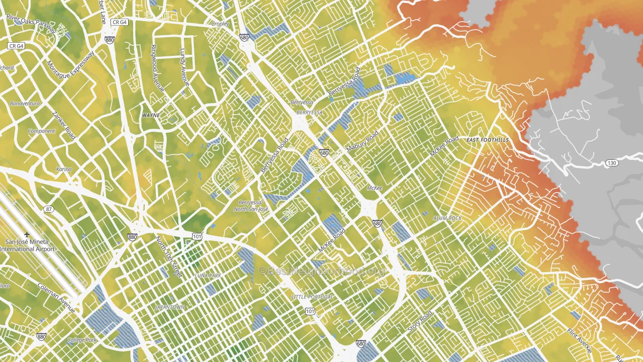 Bike Grade map of 95133, CA