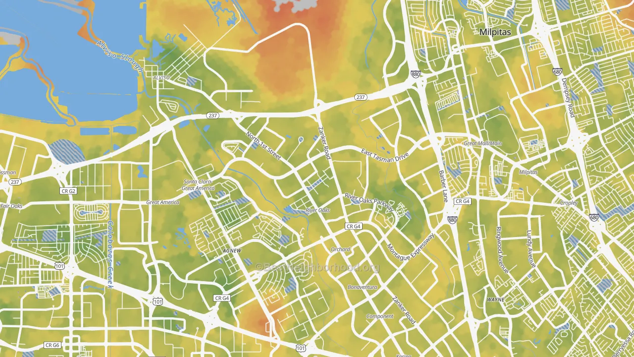 Bike Grade map of 95134, CA