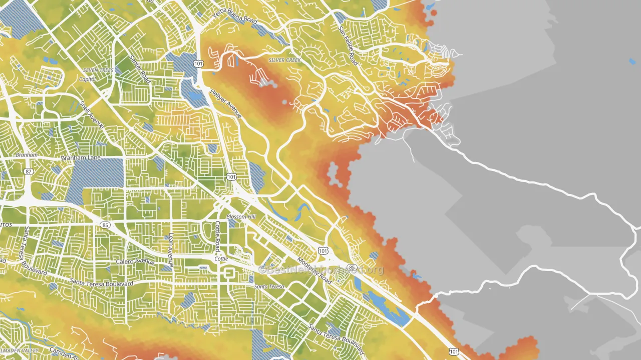 Bike Grade map of 95138, CA