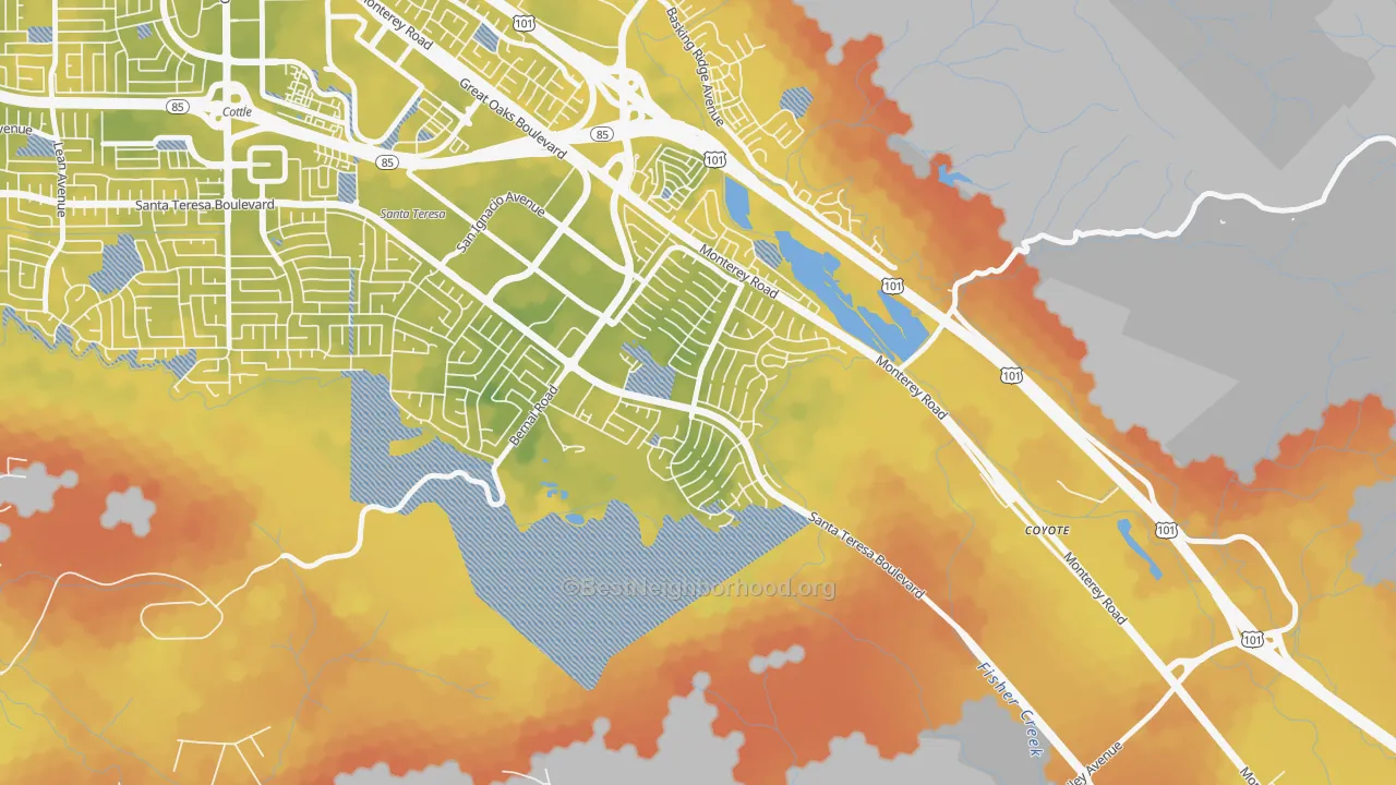 Bike Grade map of 95139, CA