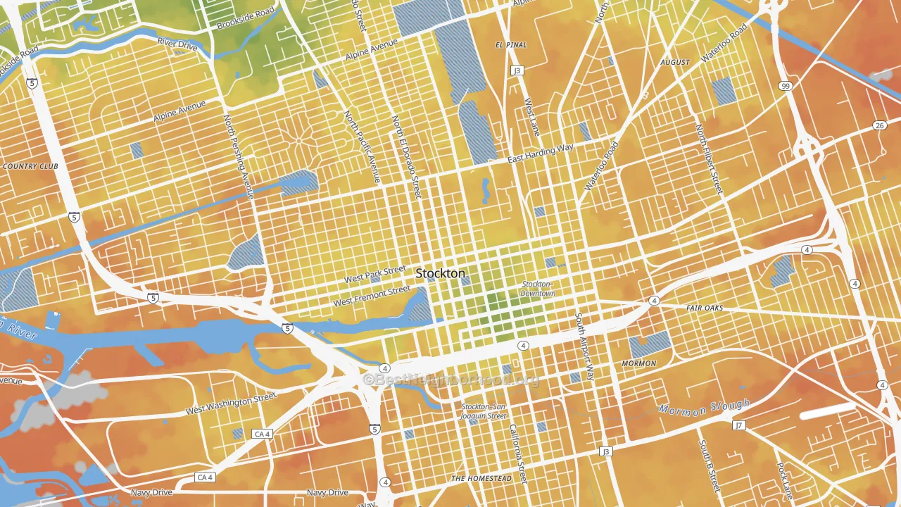 Bike Grade map of 95202, CA