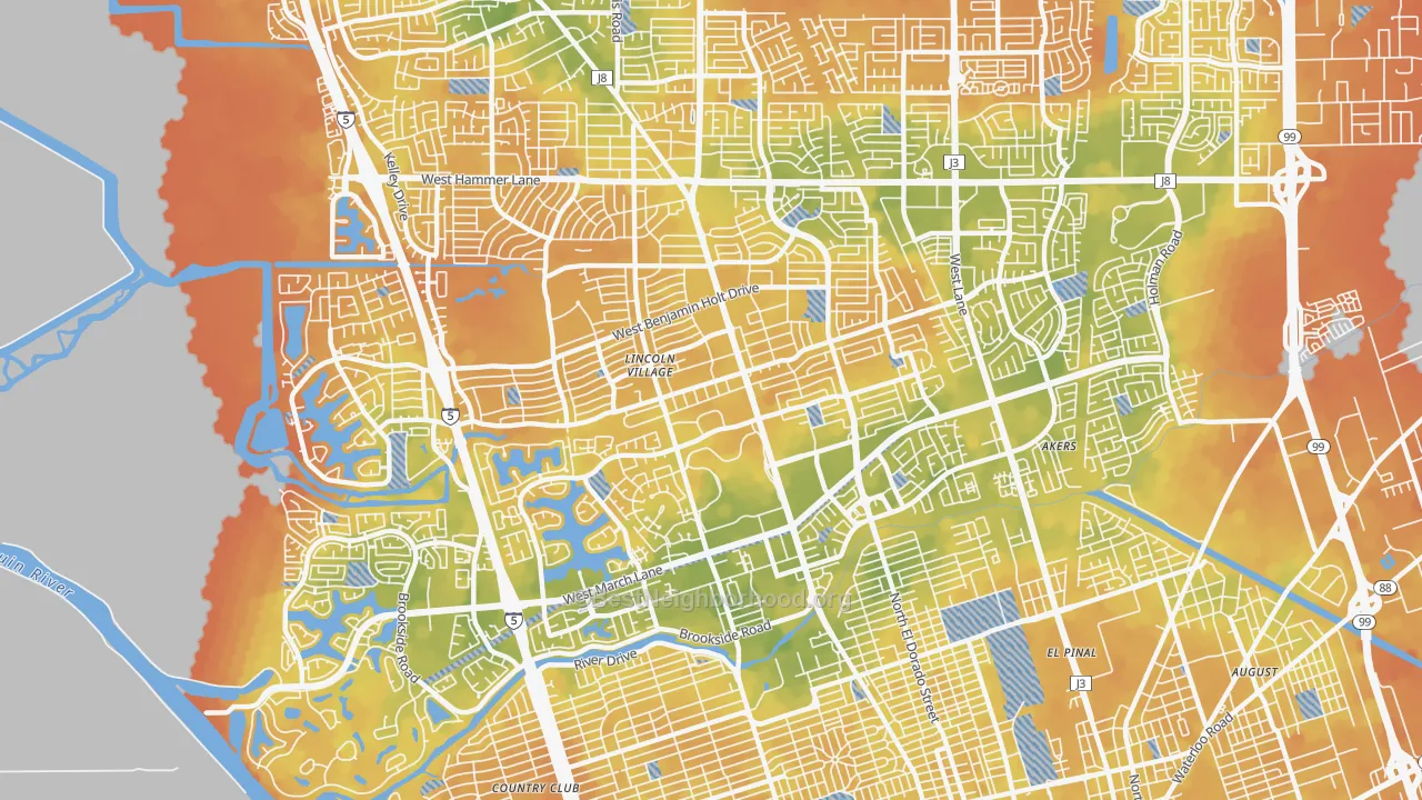Bike Grade map of 95207, CA