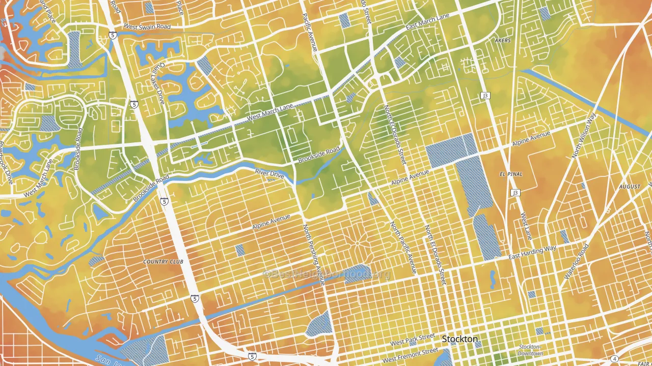 Bike Grade map of 95211, CA