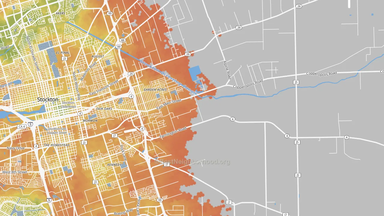 Bike Grade map of 95215, CA
