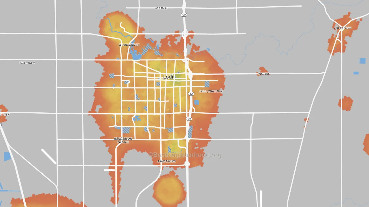 Bike Grade map of 95240, CA