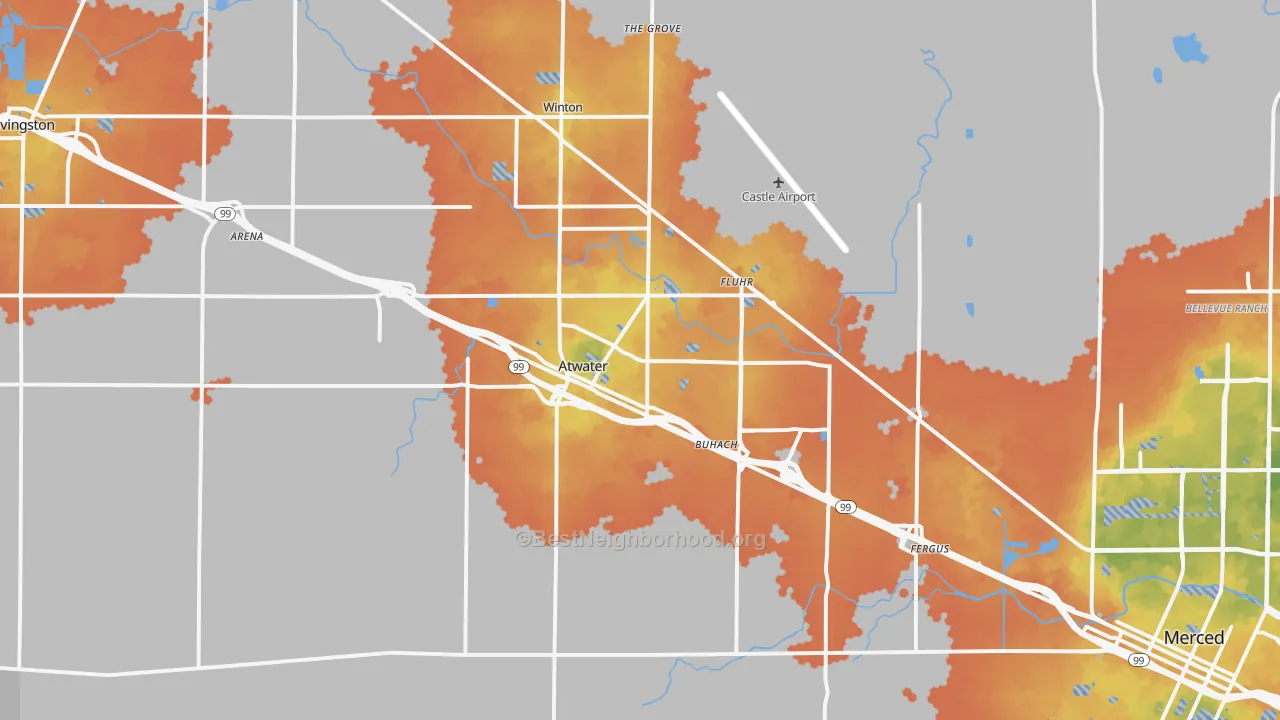 Bike Grade map of 95301, CA