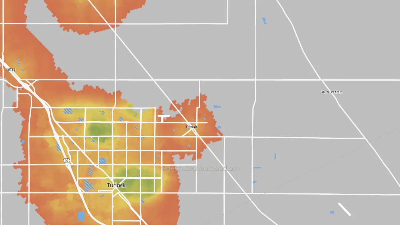 Bike Grade map of 95316, CA