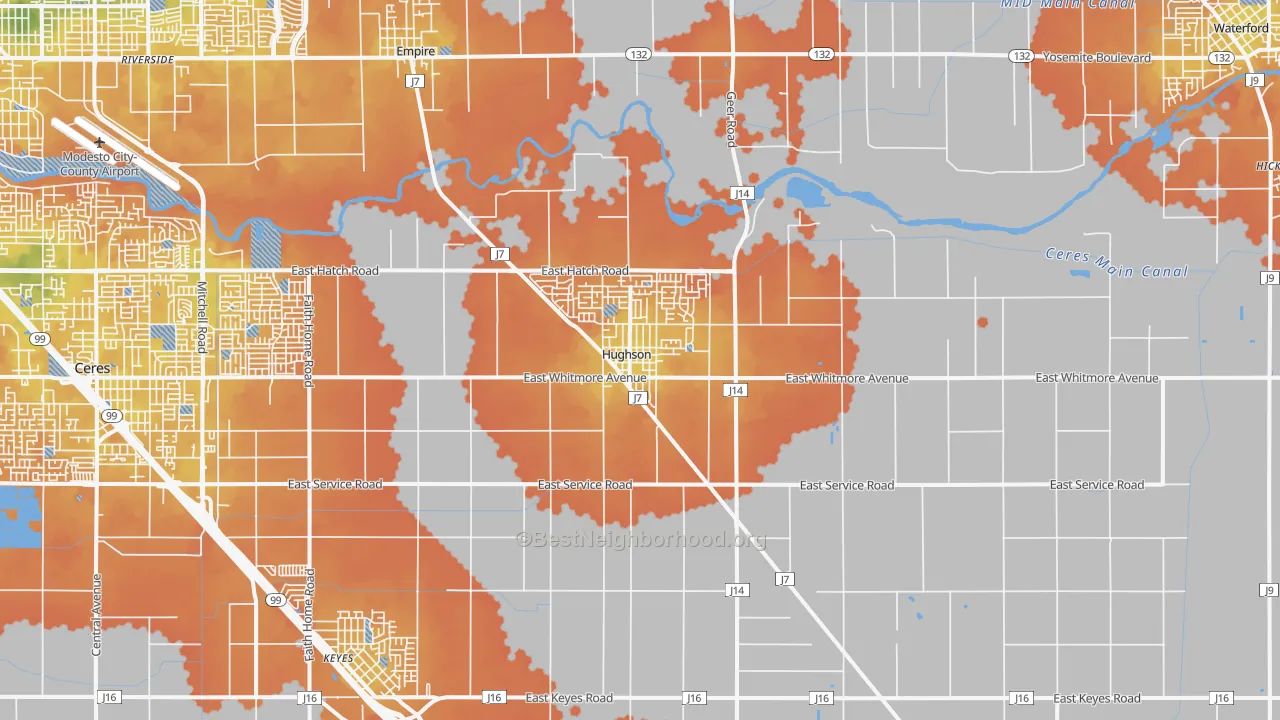 Bike Grade map of 95326, CA