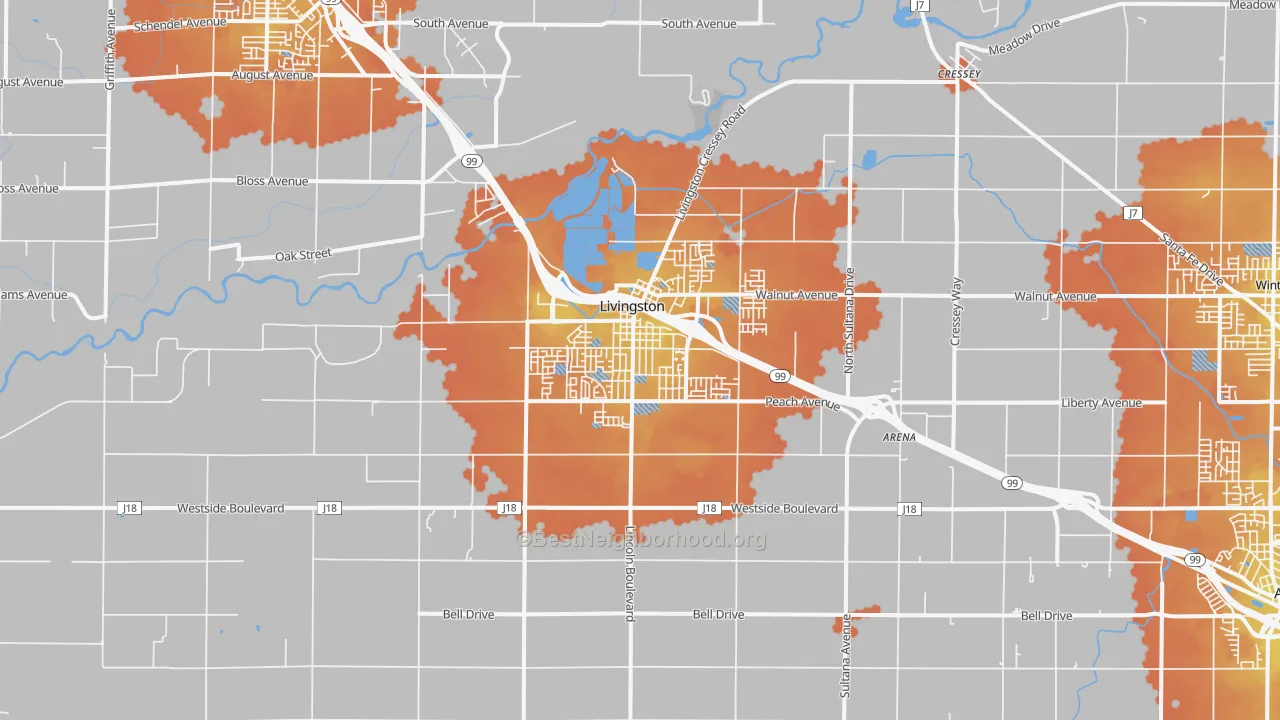 Bike Grade map of 95334, CA