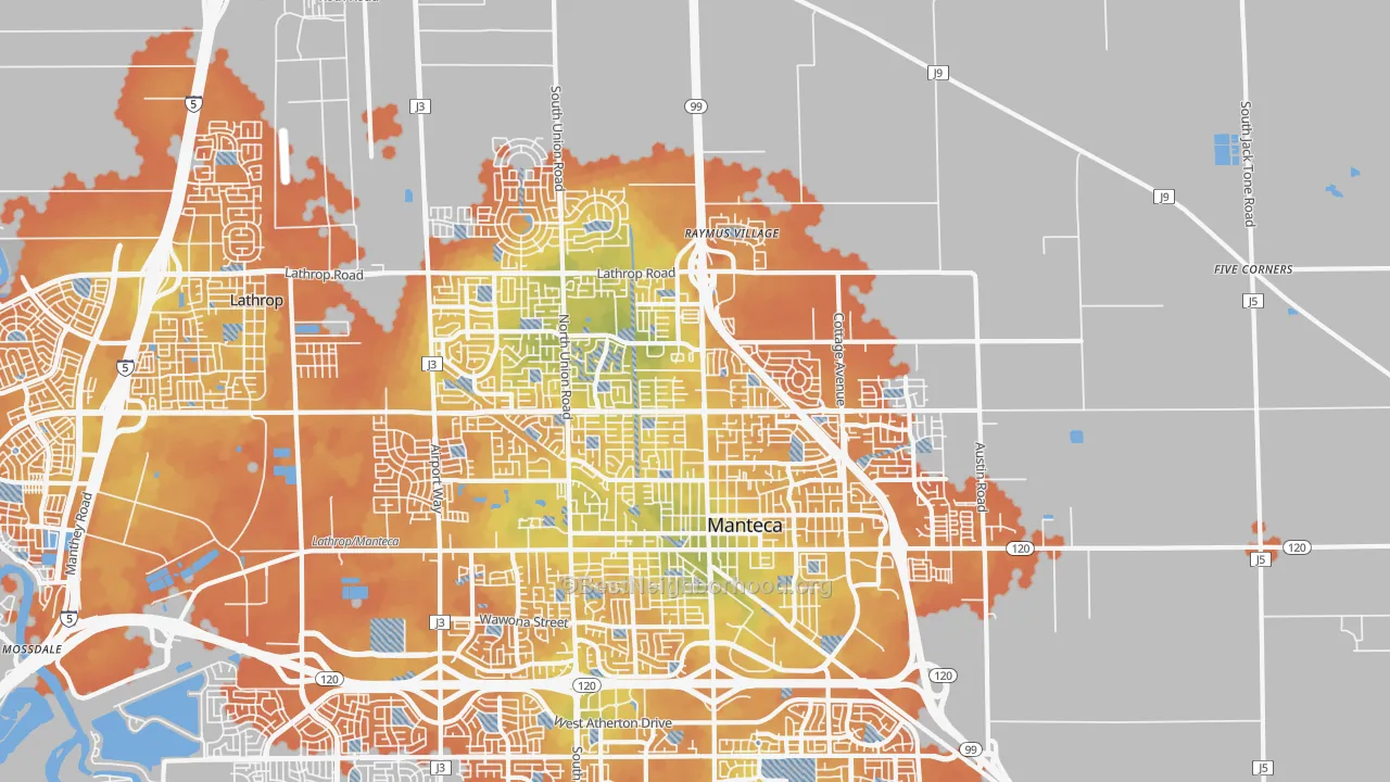 Bike Grade map of 95336, CA