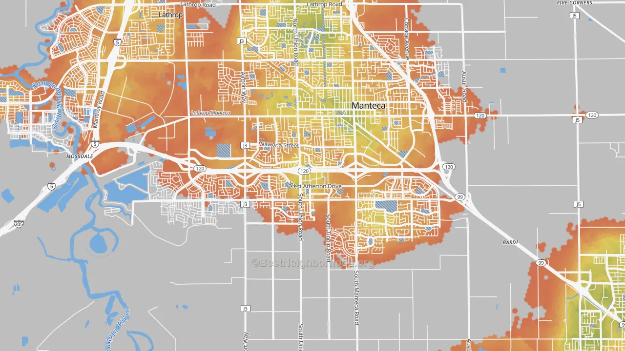 Bike Grade map of 95337, CA