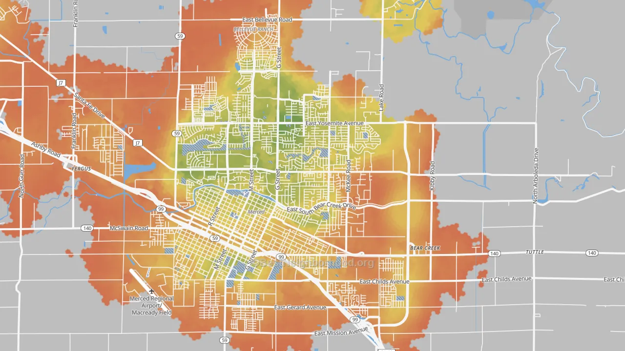 Bike Grade map of 95340, CA