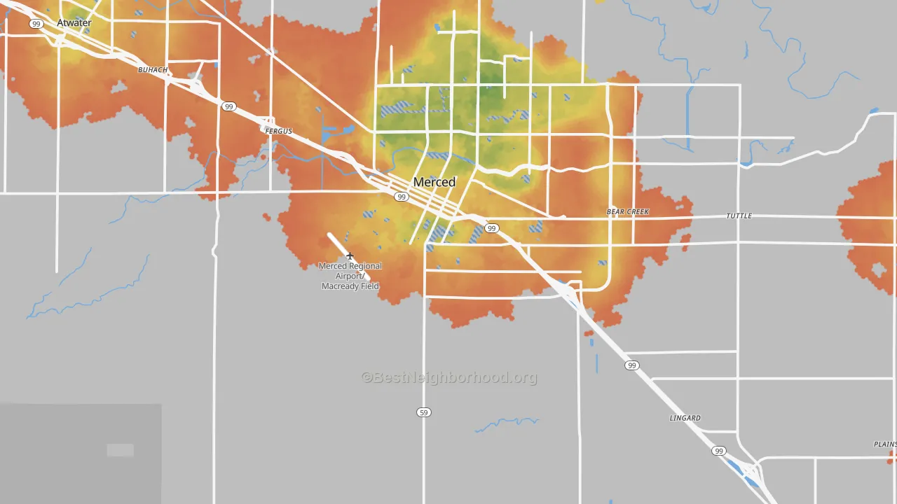 Bike Grade map of 95341, CA