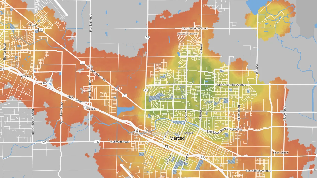 Bike Grade map of 95348, CA