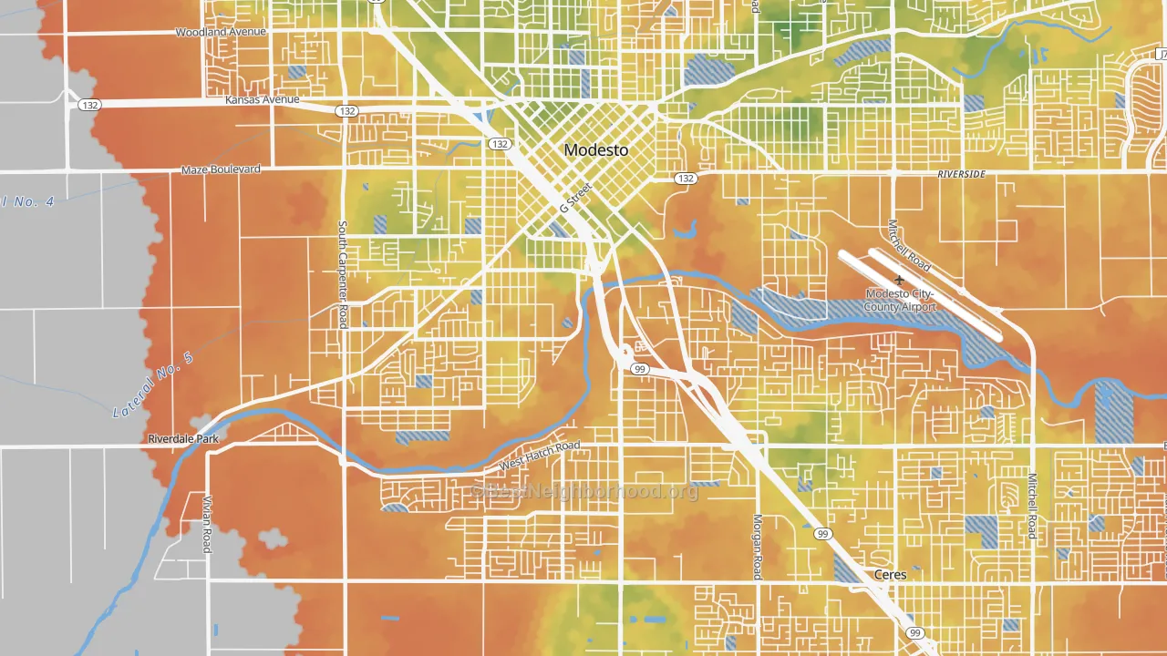 Bike Grade map of 95351, CA