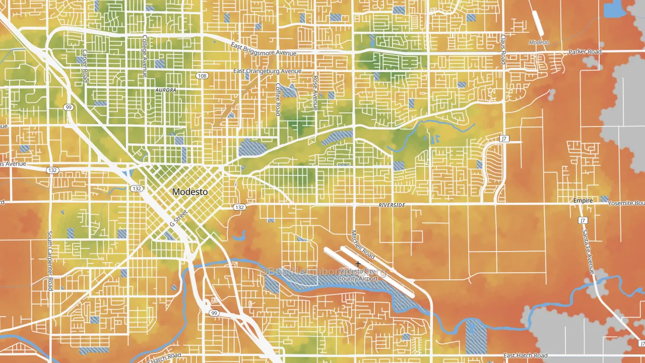 Bike Grade map of 95354, CA