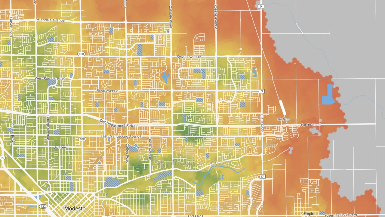 Bike Grade map of 95355, CA