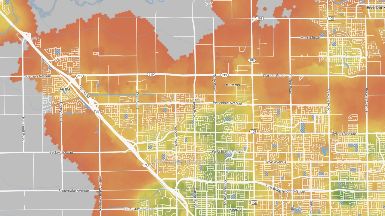 Bike Grade map of 95356, CA