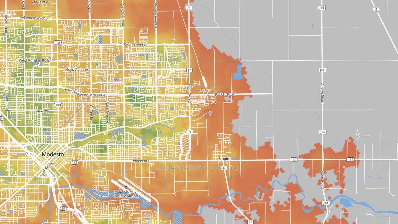 Bike Grade map of 95357, CA