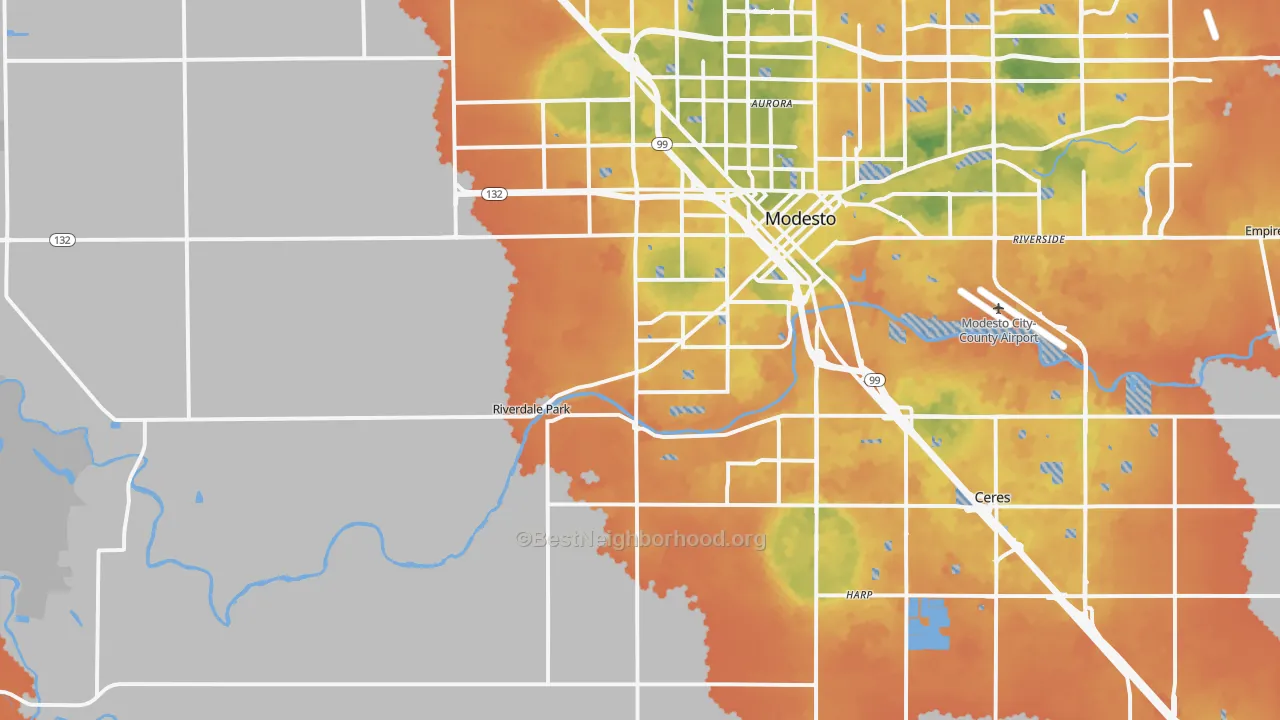 Bike Grade map of 95358, CA