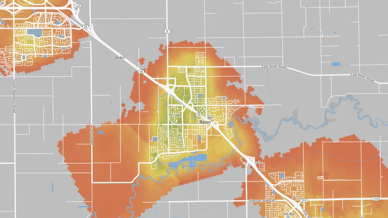 Bike Grade map of 95366, CA