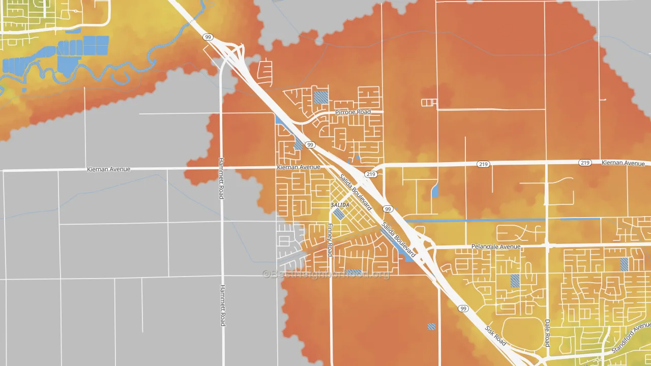 Bike Grade map of 95368, CA