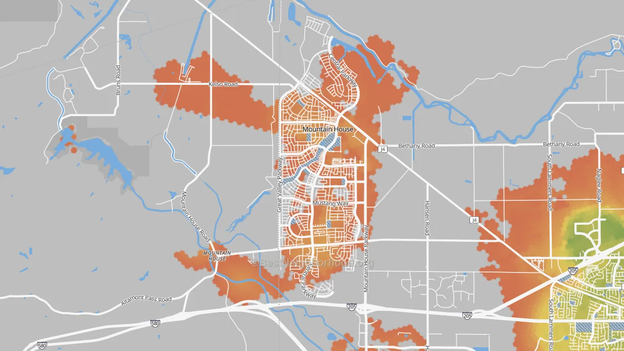 Bike Grade map of 95391, CA