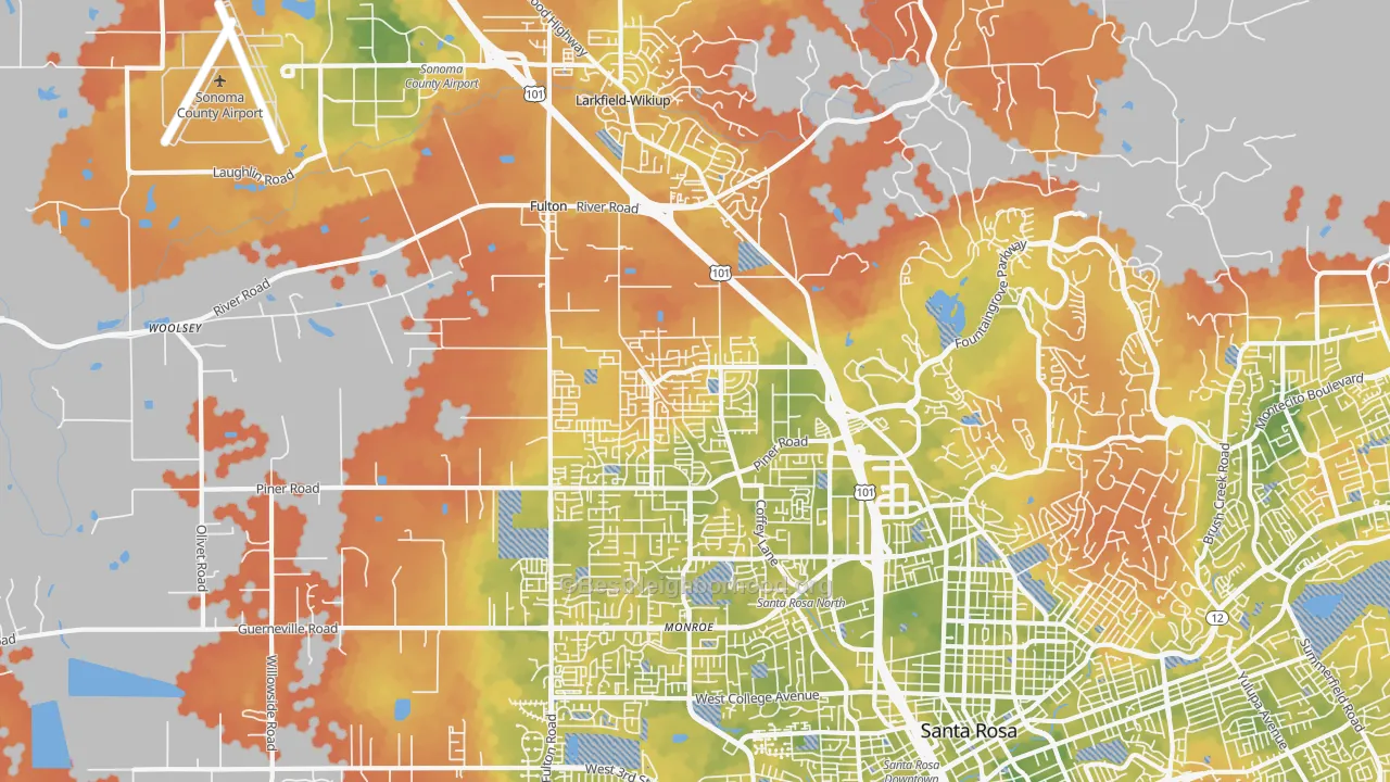 Bike Grade map of 95403, CA