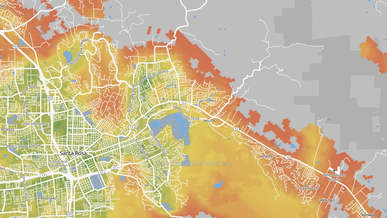 Bike Grade map of 95409, CA