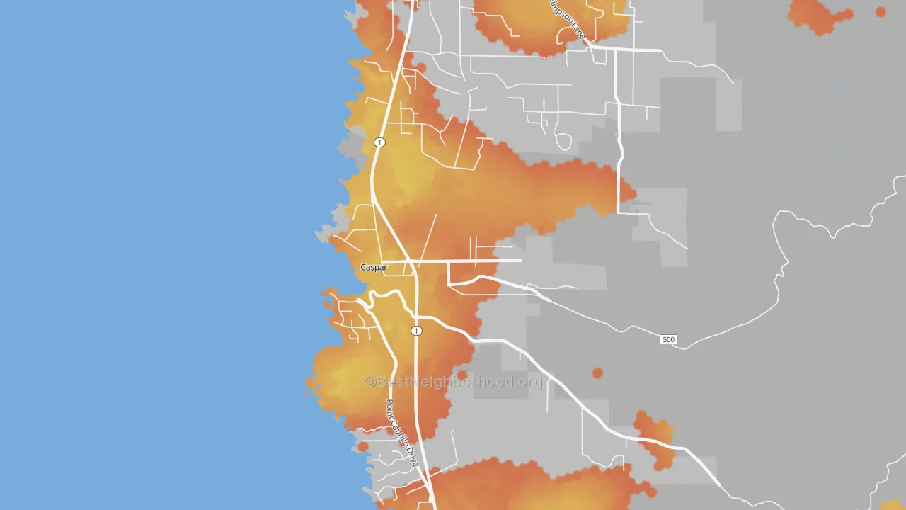 Bike Grade map of 95420, CA