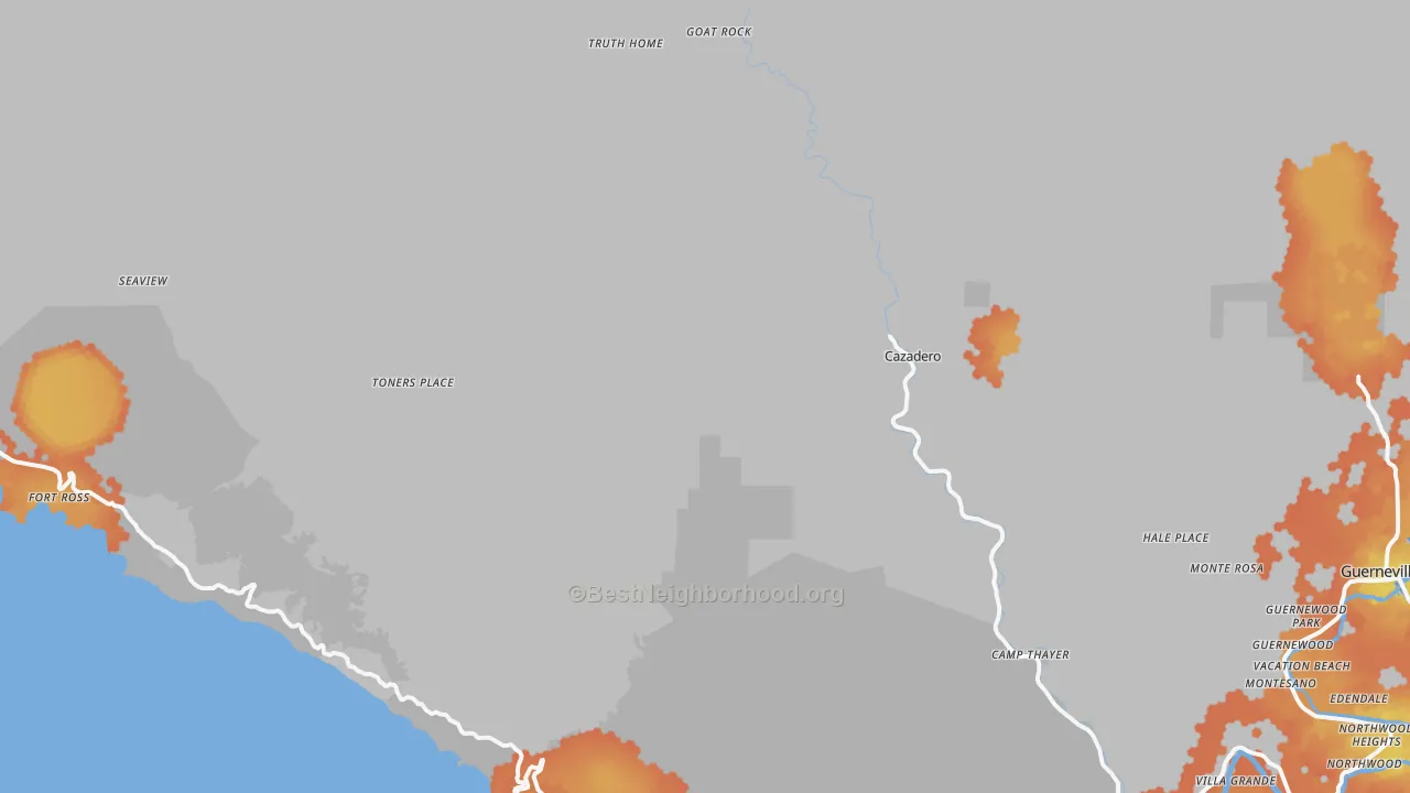 Bike Grade map of 95421, CA
